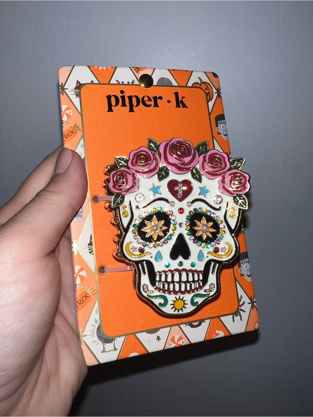 Sugar Skull Metal Hair Claw